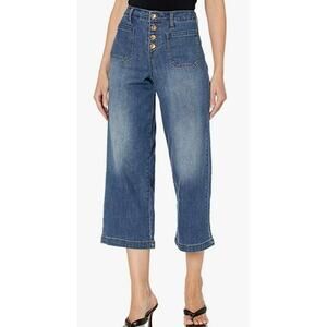 Anne Klein Women's Button Up‎ Front Wide Leg Crop Jeans size 12 new!
